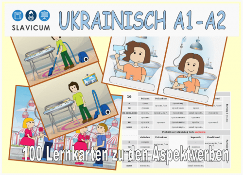 100 Lernkarten zu den Aspektverben - Ukrainisch / DIN A6
